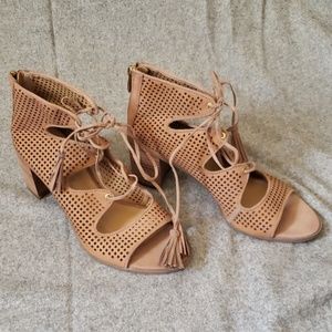 Franco Sarto lace front heeled sandles